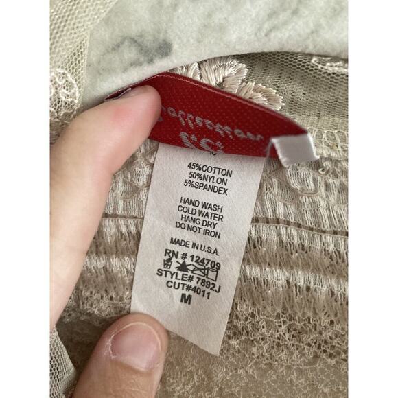 IC Collection Connie K Cardigan Ruffle Ivory Lace Button Lagenlook Boho Fairy M - Picture 5 of 13